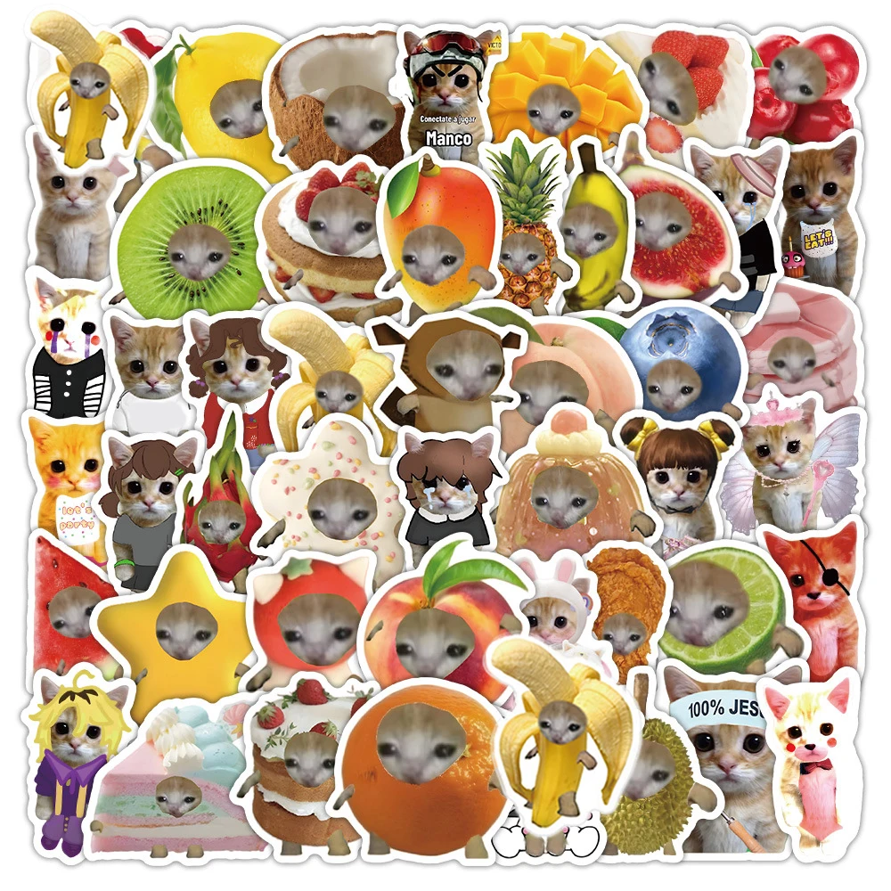 10/30/70pcs Creative Funny Cat MEME Stickers Cute Animal Decals DIY Skateboard Phone Laptop Waterproof Abstract Graffiti Sticker