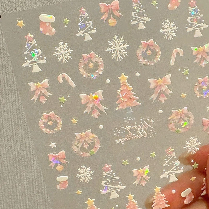 

Christmas Bow Nail Art Stickers 3D Relief Decals Nail Decorations