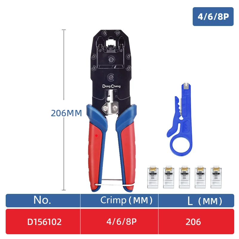 Multifunctionele Cat6A netwerk-krimptangset, arbeidsbesparend ontwerp, RJ45 RJ11 tang, draadstripper, kniptang voor LAN-reparatie thuis.