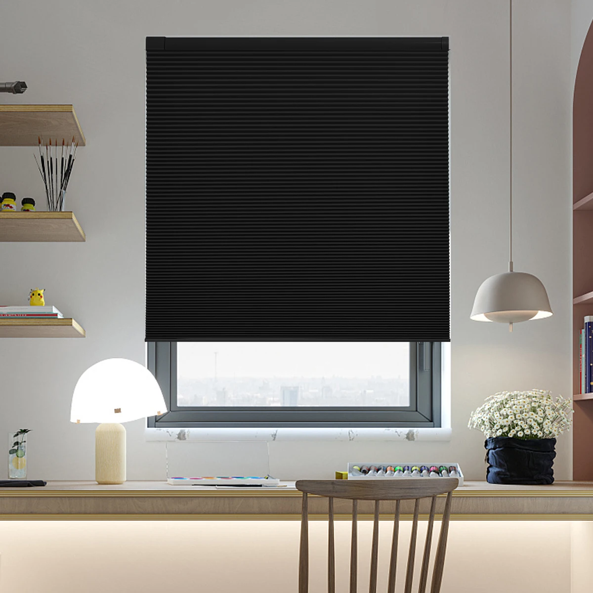 Custom Honeycomb Blinds No Drill Cordless Blackout Window Shades Easy Install No Tools for Home