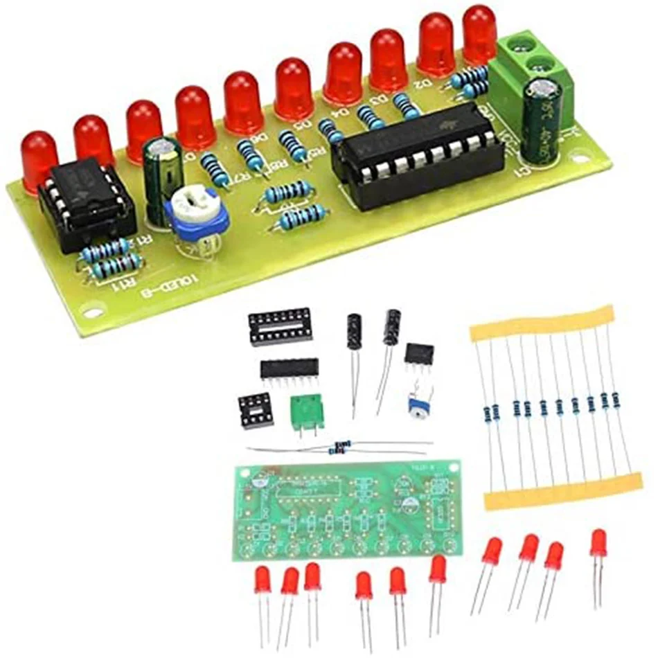 NE555 + CD4017 Practice Learing Kits LED Flashing Lights Module For Arduino Clock Generation Circuit PCB Board Electronic Suite