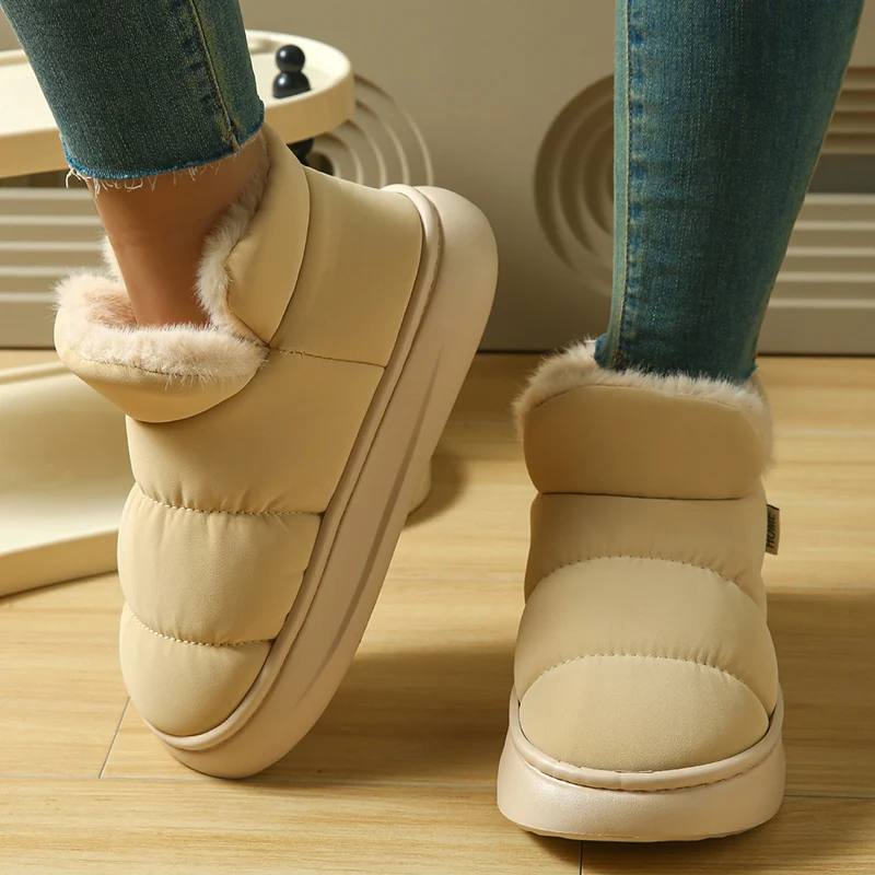 Chunky Platform Waterproof Snow Boots Women Winter 2026 Non Slip Thicken Long Plush Warm Ankle Boots Woman Cotton Padded Shoes