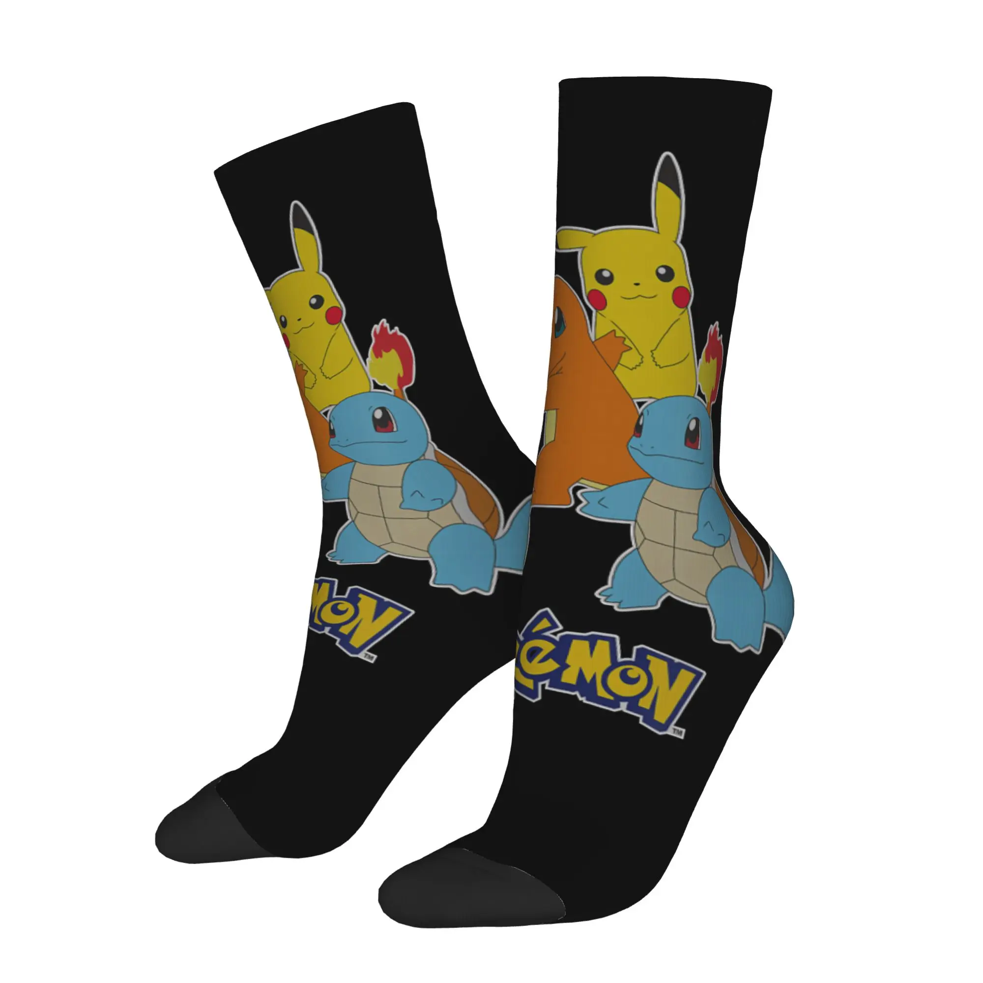 cycling socks Pokemon First Generation Group Shot Logo Crazy Men's compression Socks Unisex items Crew Sock