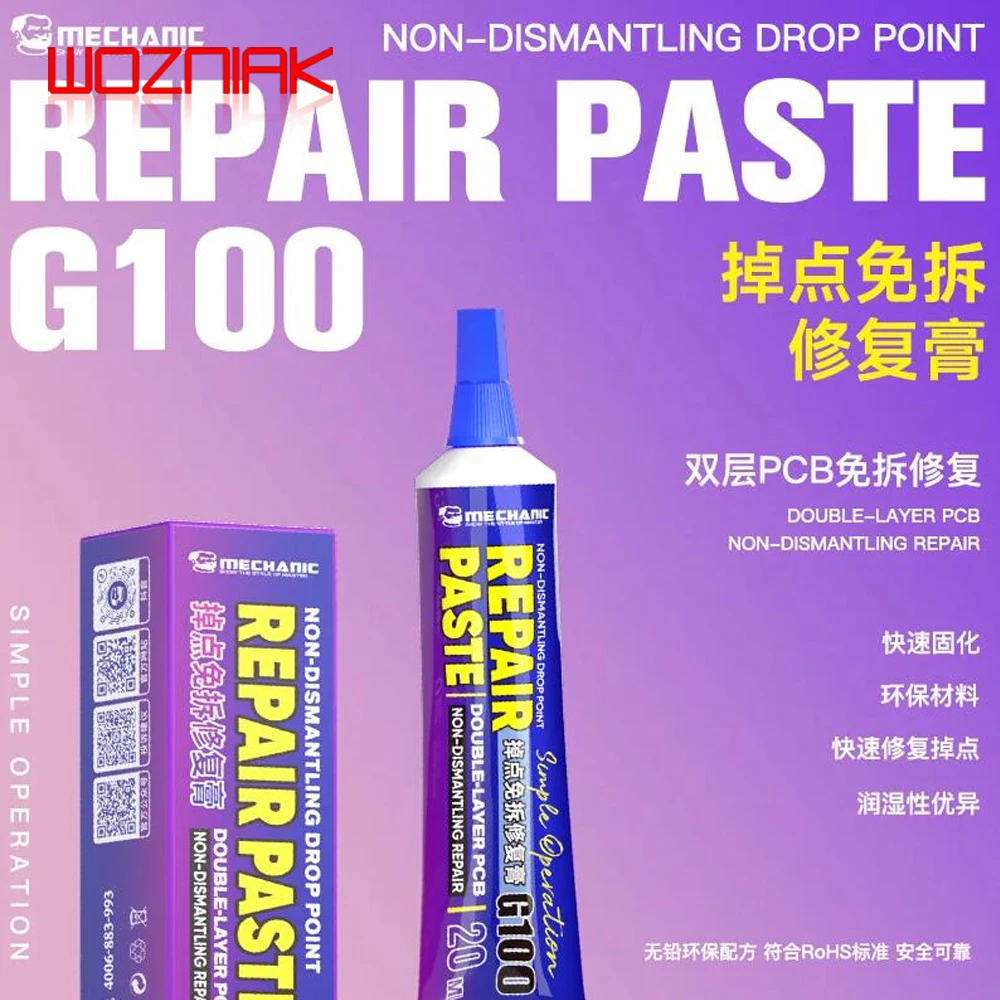 MECHANIC G100 20ml Non-dismantling Drop Point Repair Paste Curing For Cell Phone Tail Plug Repair Motherboard Welding Ointment