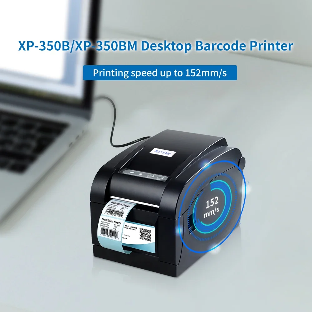 350B 3 Inch 80 Mm Direct Thermal Barcode Printer For Window Label Printer Sticker Machine Thermal Printer