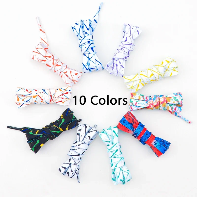 1 Pair Flat Shoe Laces For Sneakers Ink Splash Colorful Shoelaces Non Fading Precision Compilation Shoes Lace Shoestring