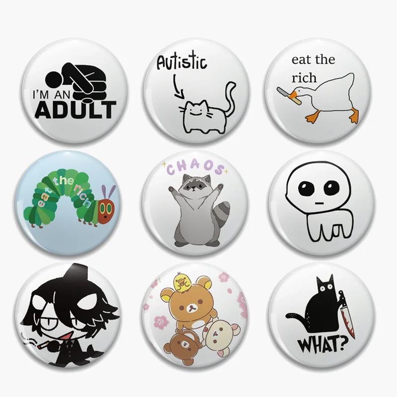 Broche de oruga Tbh para autismo, 58mm, para bolso, ropa, sombrero, identidad, Rilakkuma, broche de ganso de gato autista, insignia para mochila, Fans Gi