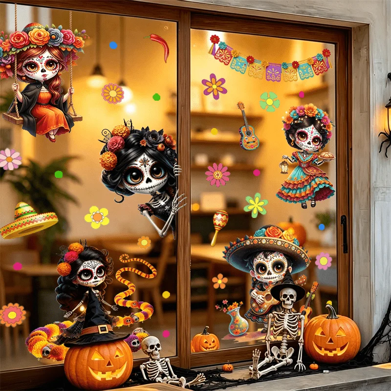 3pcs party Window Sticker,suitable for cabinet,glass doors,windows and wall decor,holiday decoration,freely DIY combination