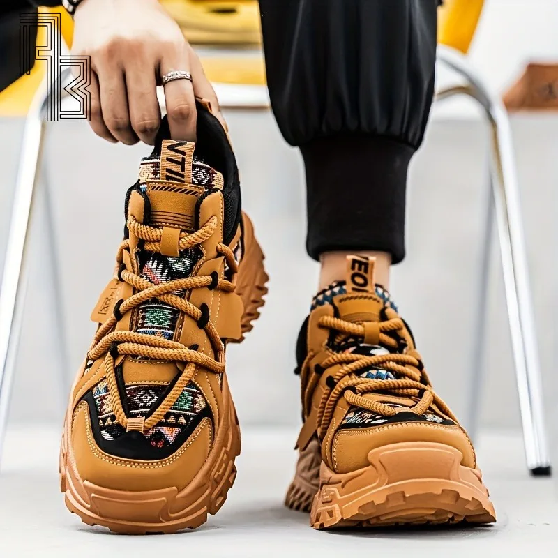 

Новые осенние и зимние высокие туфли для мужчин, повседневная и модная модная обувь, прочная обувь на толстой подошве.