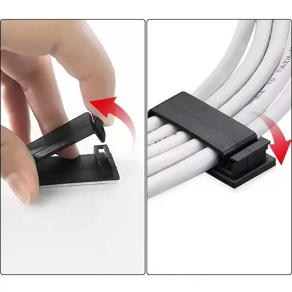 10Pcs Self Adhesive Cable Management Clips Cable Organizers Wire Clips Cord Holder for TV PC Ethernet Cable under Desk Home Off