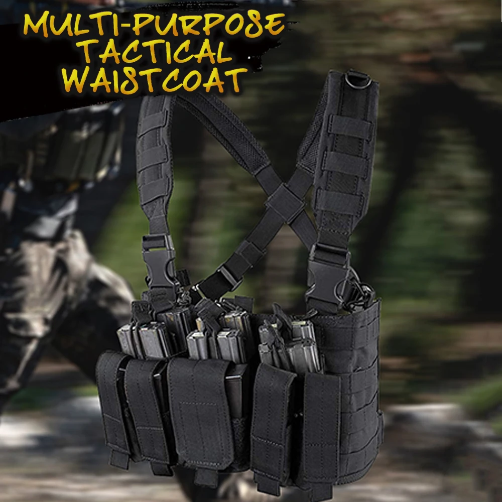 Molle Chest Mounted Tactical Vest Versatile Adjustable Outdoor Training Waistcoat Magazine Pouches Vests Hunting Protective Gear