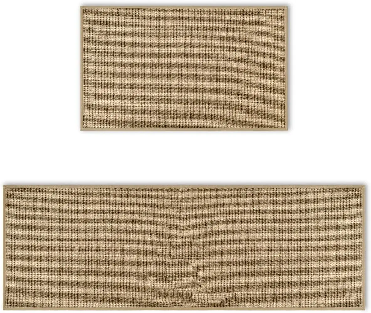 

Washable Non-Slip Kitchen Rugs Set of 2, Absorbent Rubber Backing Mats for Sink Area - 17x29 and 17x47 Inch