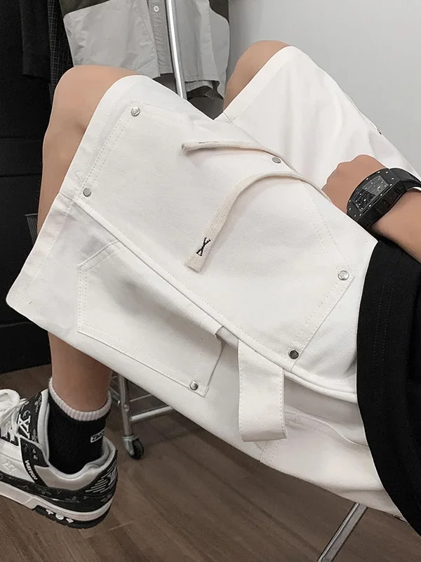 

Мужские летние тонкие рабочие брюки American High Street с заклепками, свободного прямого кроя, с пятью карманами