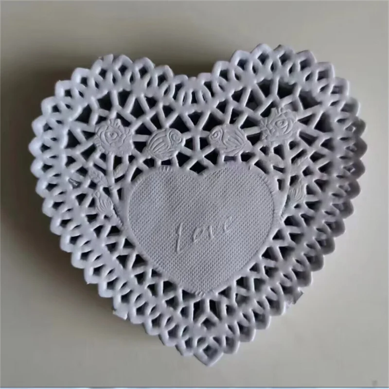 250Pcs 4 Inches 10CM (100mm) Heart Lace Paper Doilies / Wedding Doyleys,Party Gift Decoration Placemats Paper