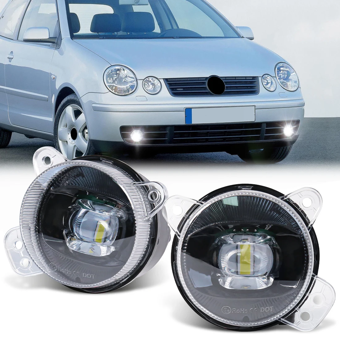 For VW Volkswagen Polo T5 Transporter Multivan Caravelle Gol Skoda Fabia Mk1 Car Front Bumper Fog Lamp Headlight Accessories 12V