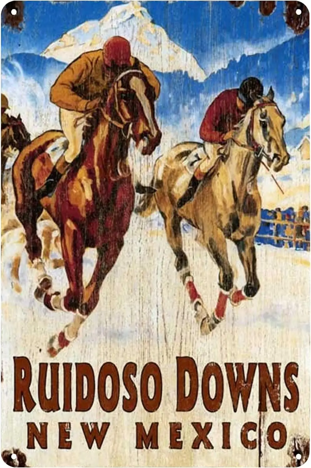 Metal Tin Sign - Retro Poster Wall Decor Sign Horse Racing Poster Ruidoso Downs New Mexico Vintage Metal Tin Sign Wall Art  sign