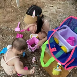 Bolsas de playa de malla de gran capacidad, bolso de baño, bolsa de almacenamiento de juguetes para niños, Mochila para niños, Mochila Infantil