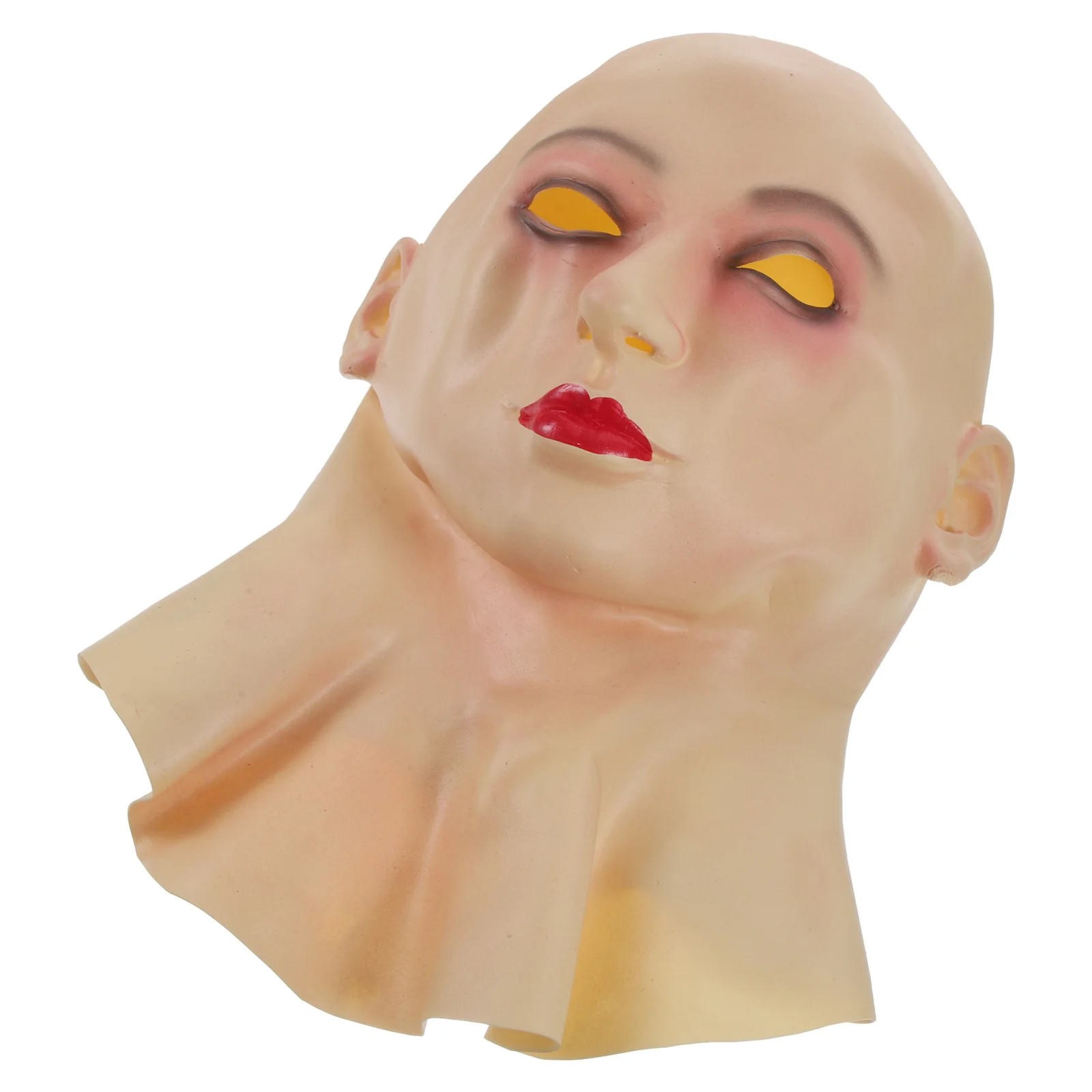 Maschera femminile calva in lattice liscia ed elasticizzata adatta per uomo donna Halloween Party Cosplay Prop Accessorio per costume di bellezza calva