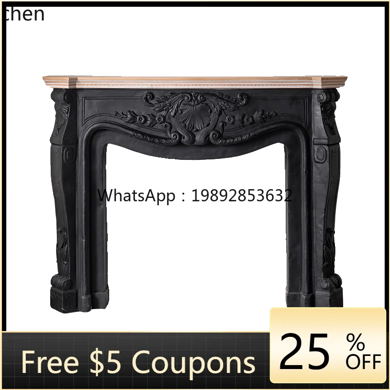 

Черная каминная кровать и завтрак времен Второй мировой войны, вилла, гостиная, ретро декоративный шкаф, реквизит для фотосессии