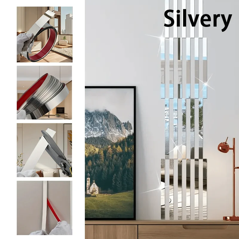5-Meter Stainless Steel Strip, Cut To Desired Length, Self-Adhesive DIY Home Decoration, Easy To Peel and stick.
