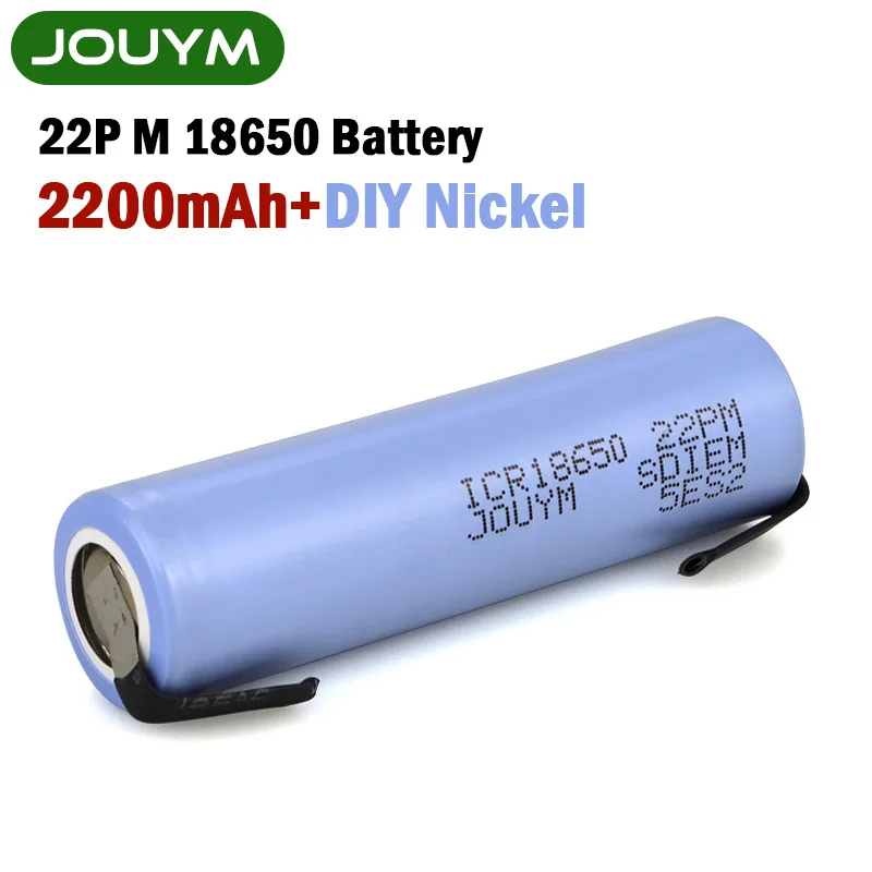 

JOUYM 16mΩ ICR18650 22P M 2200mAh 18650 Rechargeable Lithium Battery 3.7V High Discharge 30A Screwdriver Power Li-ion Cell