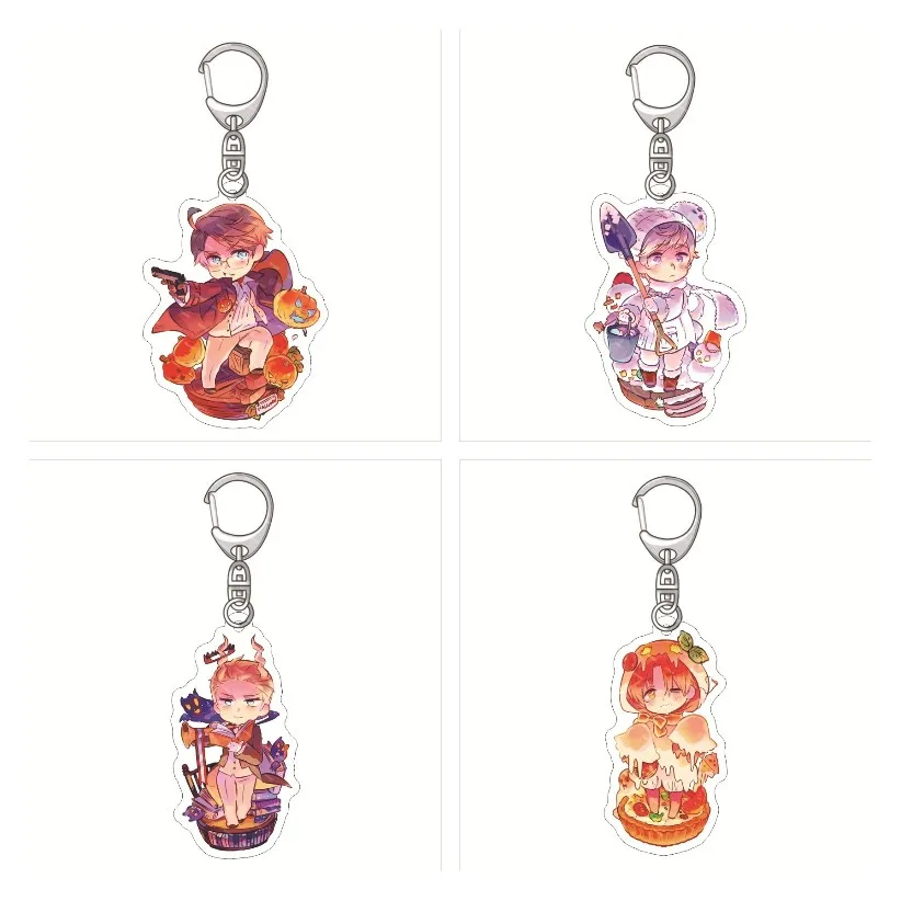 Anime Hetalia: Axis Powers Q Version Figures Venechiano Ludwig Bonnefoy Cute Acrylic Key Chains Bag Pendant Decor Fans Xmas Gift