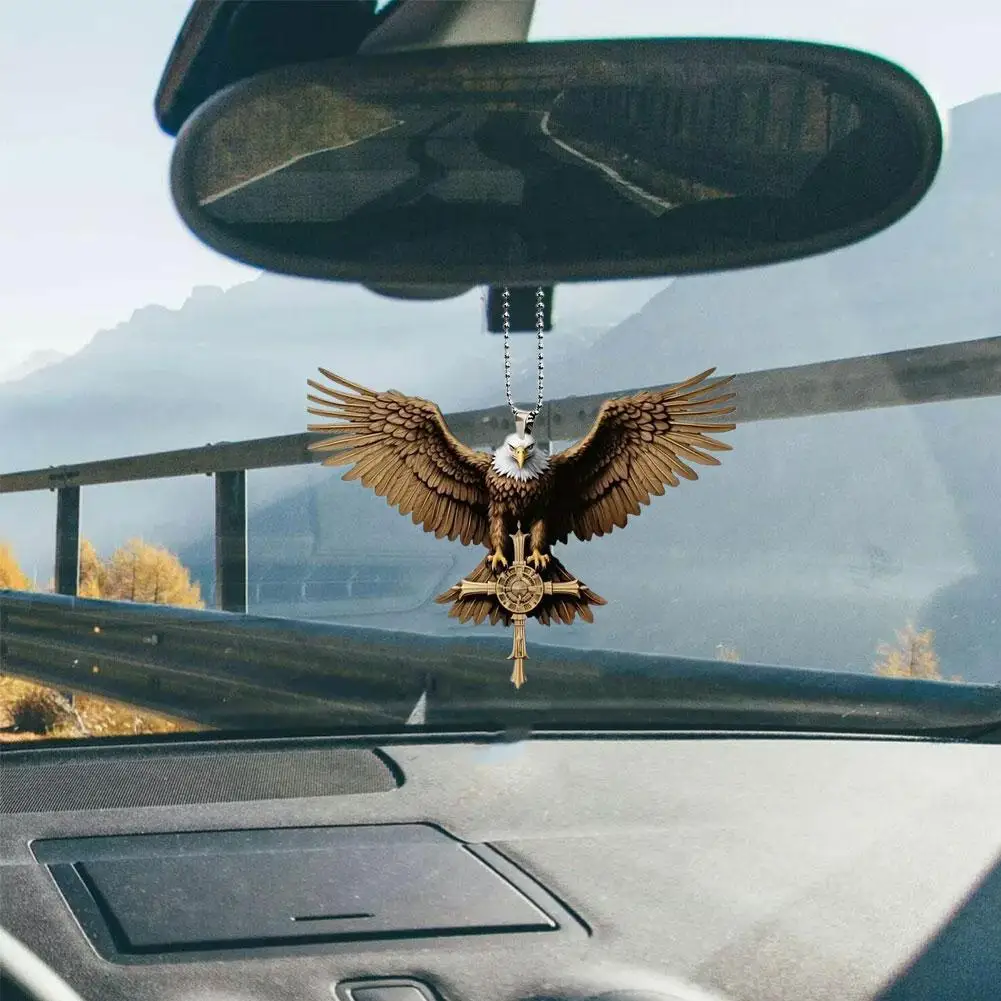 Eagle Cross Car Rearview Mirror Ornament Hanging Ornaments Car Interior Decoration Gift Christmas Accessories Toy Adorns E3A8