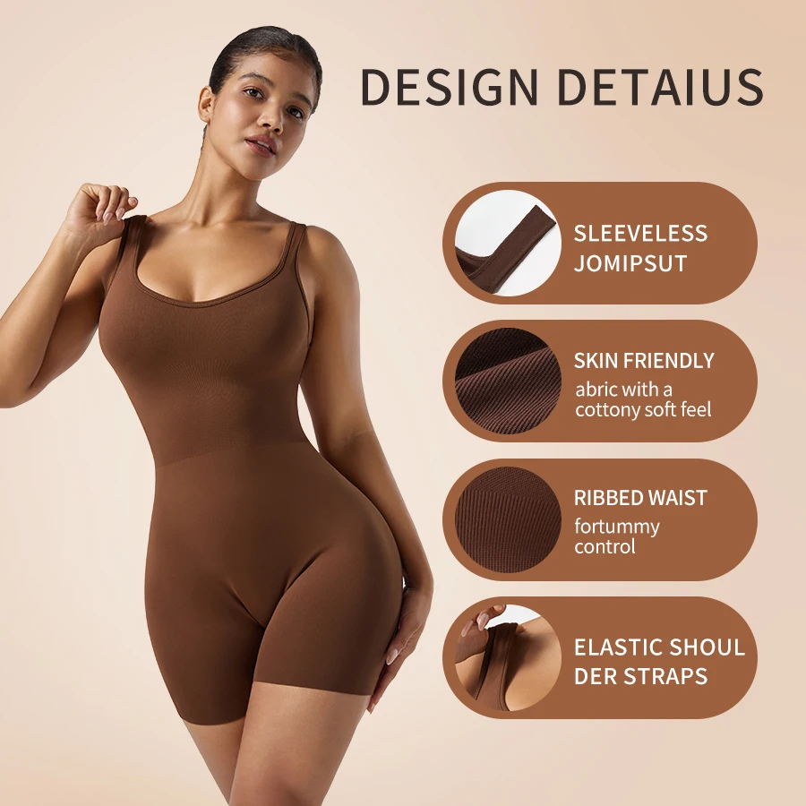 

Комбинезоны для тренировок для женщин, комбинезоны без рукавов с открытой спиной и контролем живота, комбинезон для йоги Lizvette с V-образным вырезом на спине