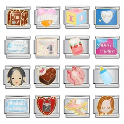 Italy Stainless Steel Steel Doit Yourself Personality Free Combination Bracelet Colored Drip Oil Weld Module Elastic Gift