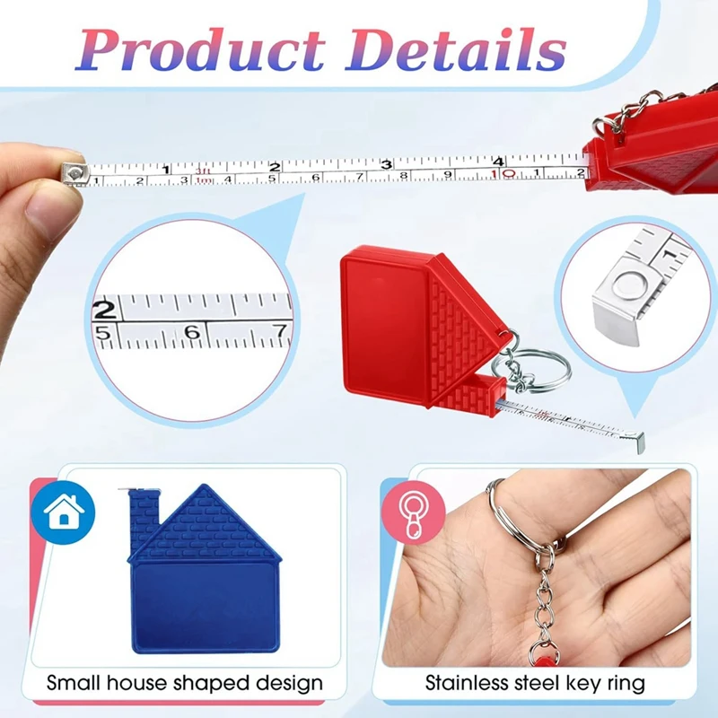 30 Pcs House Shape Tape Measure Keychains 1M/3Ft Real Estate New House Gifts Closing Gifts For Home Buyer