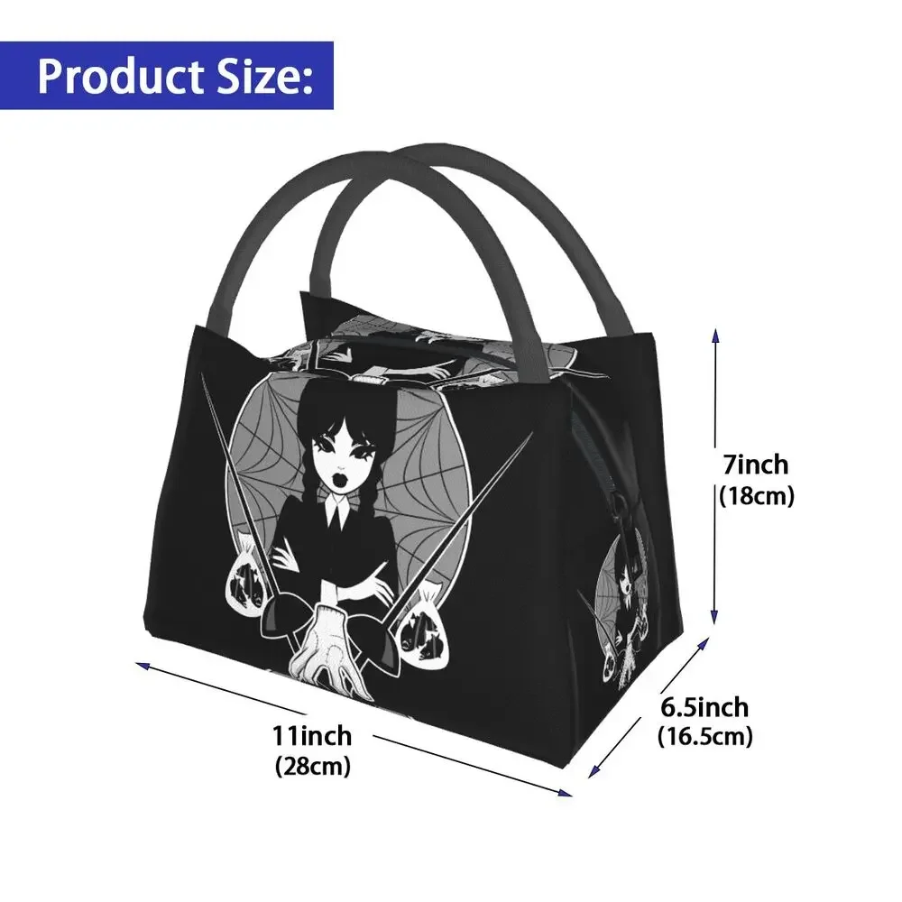 Custom Goth Funny Halloween Wednesday Addams Lunch Bag Men Women Thermal Cooler Insulated Lunch Boxes Picnic Camping Work Travel