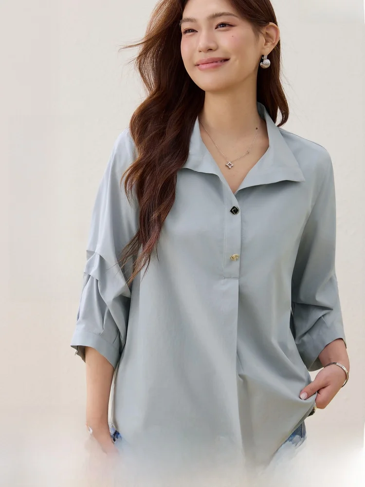 

Chic Commuter Style Seven Sleeve Shirt plus Size Women's Fashionable Retail Large Women Summer New Arrival