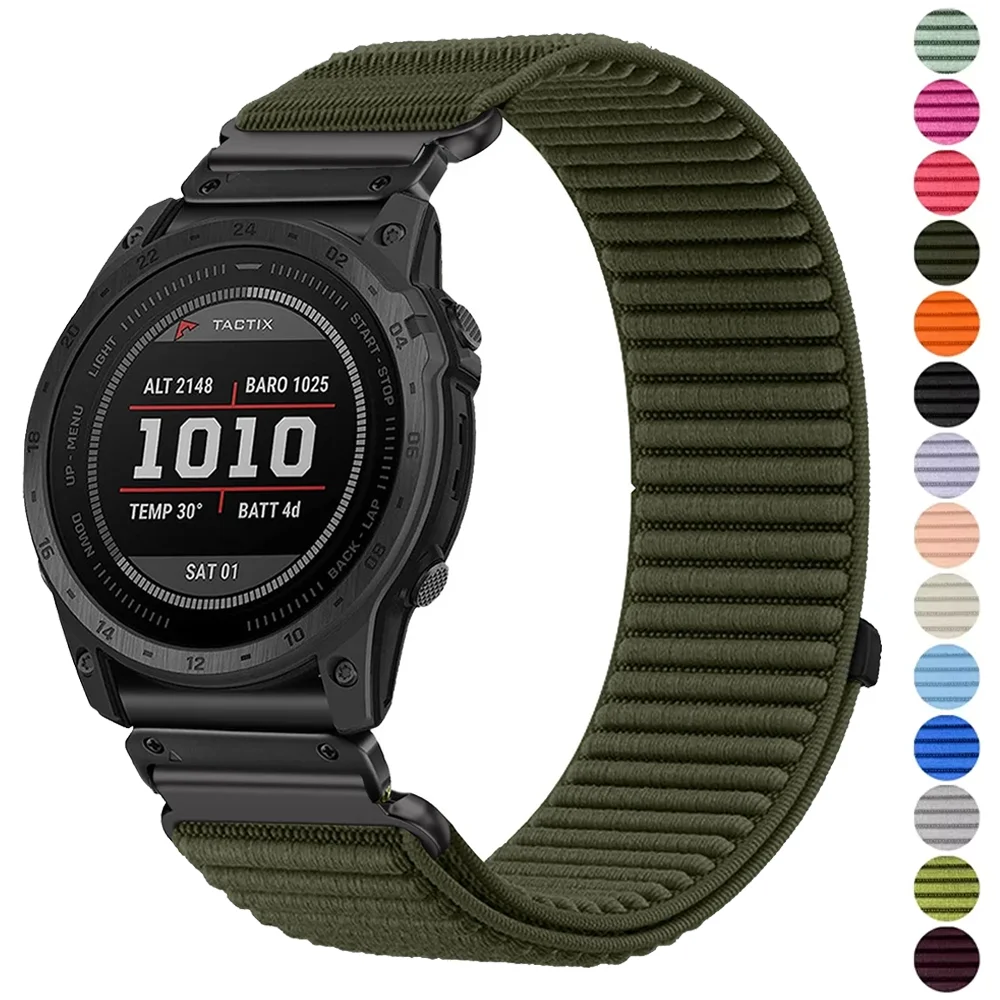 

Быстросъемный нейлоновый ремешок Quick Fit 20, 22, 26 мм для Garmin Fenix 8, 7 Pro, 7X, 7S, 6, 6X, 5X, 5 Plus, Forerunner 955, 970, Tactix 8, 7. Браслет Correa.