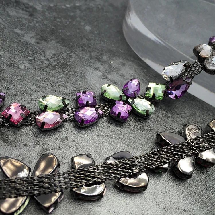 Color diamond chain bling rhinestone sticker luxurious phone case decor Self Adhesive Scrapbooking Sticker shoes decoration100cm