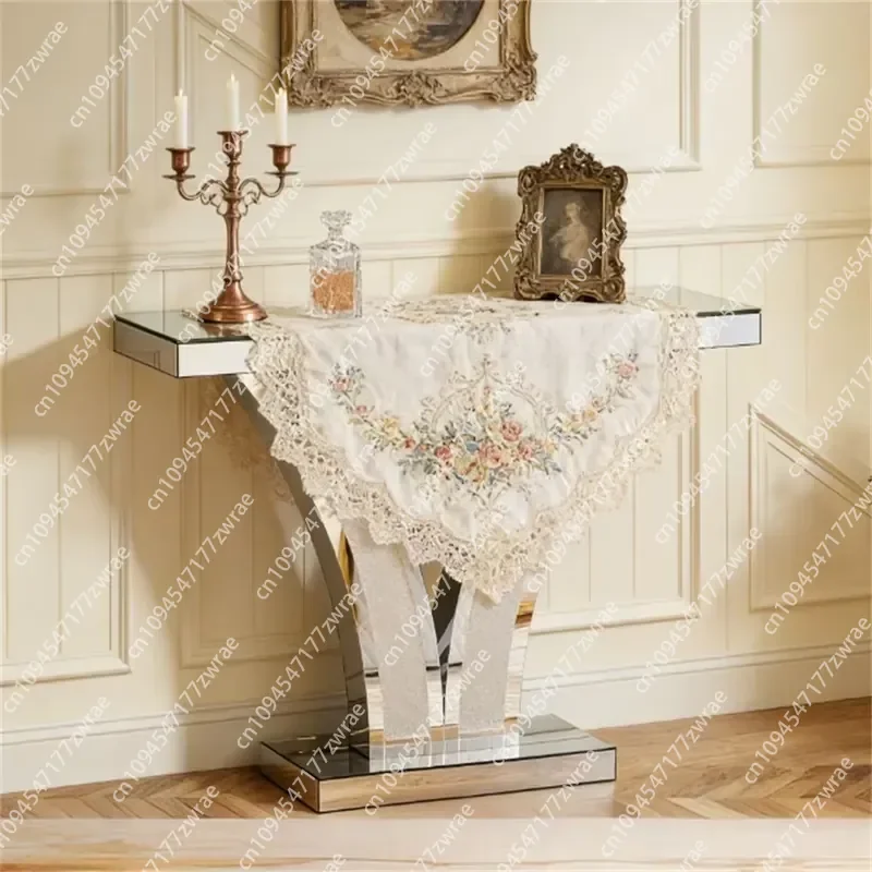 Modern V-Shaped Console Table with Unique Storage Desk & Foyer Features for Entrance & Home Office Use