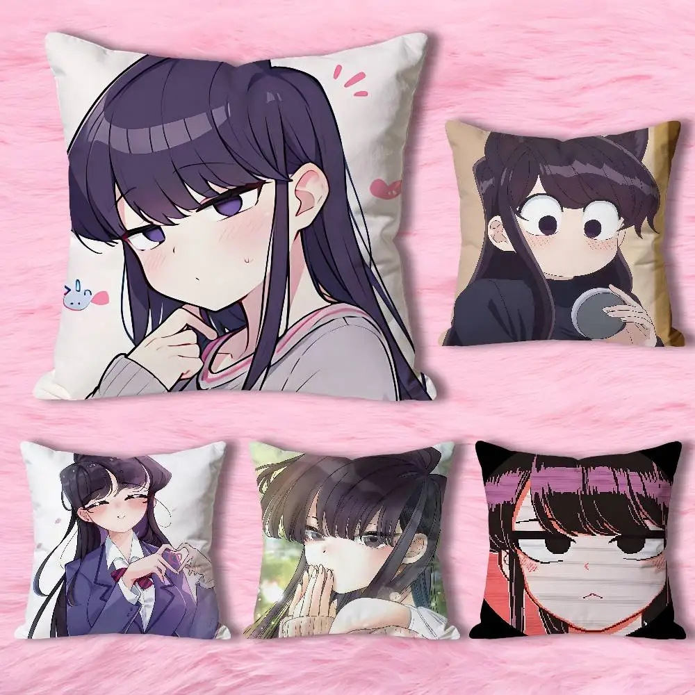 Cute K-Komi S-Shoukos Anime Celebrity Merchandise All-Match Printed Pillow Case Sofa Car Office Room Decoration Protector