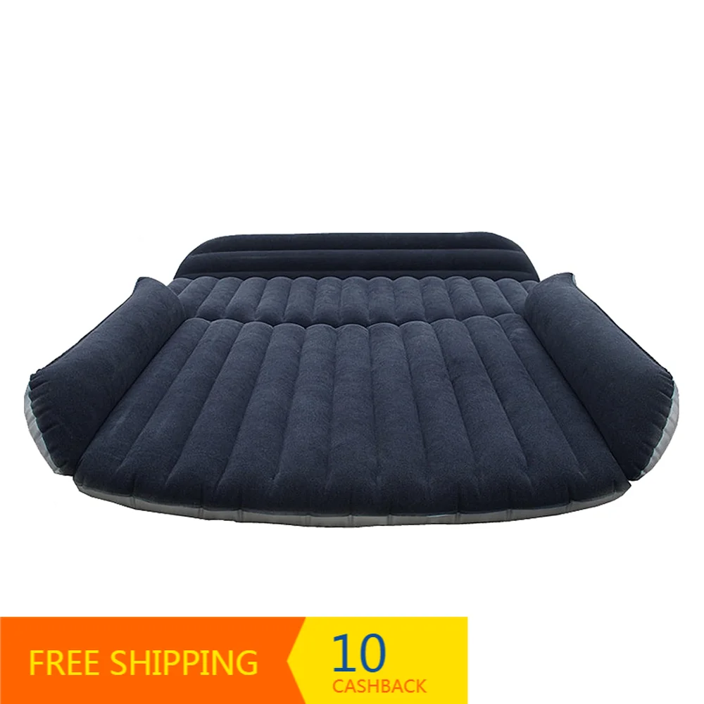 70.8x51.2 Thickened Flocking SUV Air Mattress Modern PVC Foldable Bed Kit 2 Pillows USB‑Powered Pump for Car Use