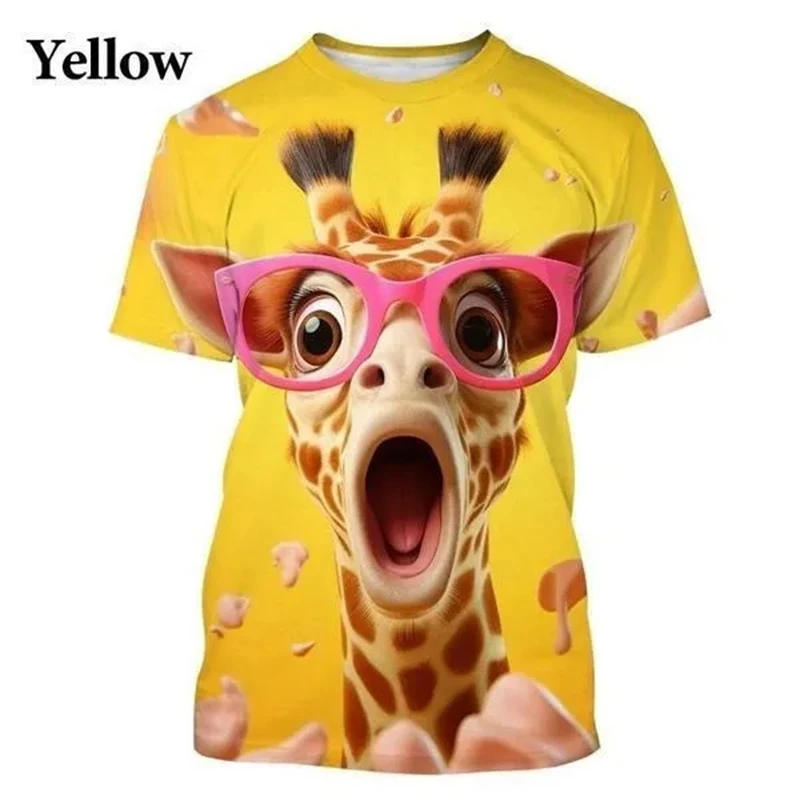 Funny Giraffe 3D Printed T-shirt Cartoon Animal Hip Hop Casual Street Men's And Women's T-Shirt Tops High Quality T Shirts Tees