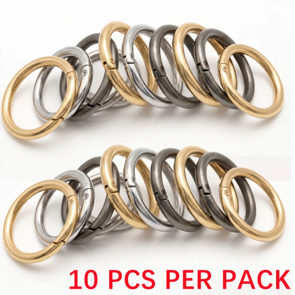 10pcs Zinc Alloy O Rings Spring Clasps Openable Round Keyring Bag Hook Dog Chain Connector Buckles for DIY Keychain Accessory