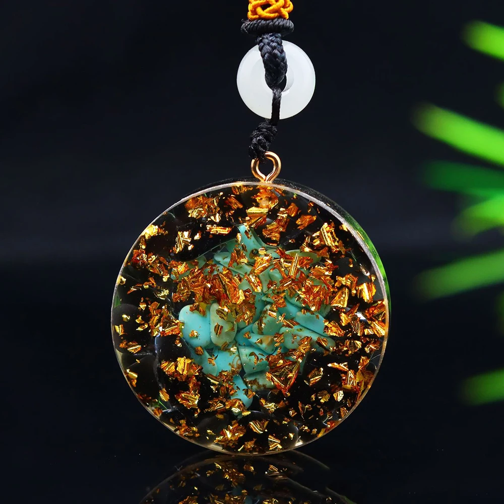 Orgonite Pendant Energy Natural Stone Necklace Jewelry Chakra Reiki Yoga Healing EMF Radiation Protection Resin Gifts Amulet