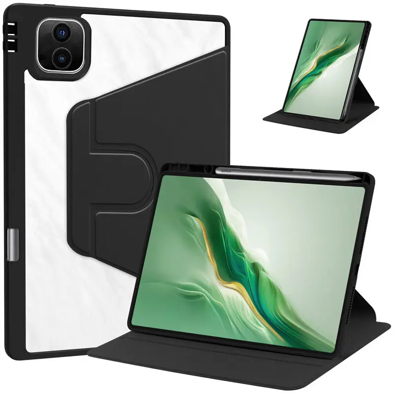 360 Rotation Acrylic Transparent Case for Honor MagicPad 2 12.3 2024 ROD2-W09 with Pencil Holder