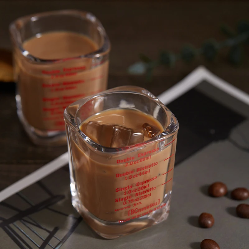 Espresso Coffee Ounce Roasting Measuring Cup Glass 60ML Square Thickened Ounce Graduated Concentrated Simple Heat-resistant