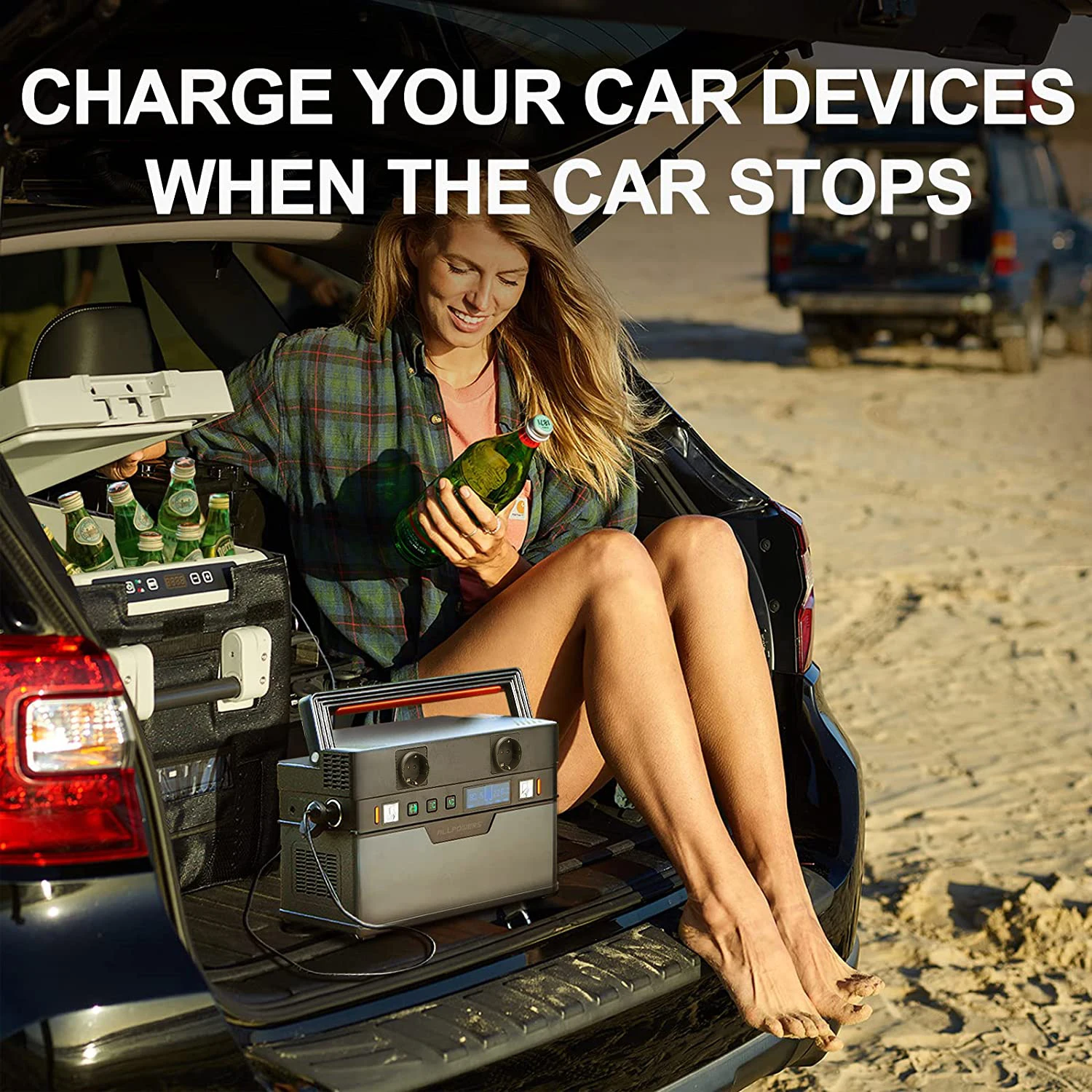 Allpowesポータブル電源、700w屋外ソーラー発電機モバイルリチウムバッテリーパック、2 × 18v100w折りたたみ式ソーラーパネル付き