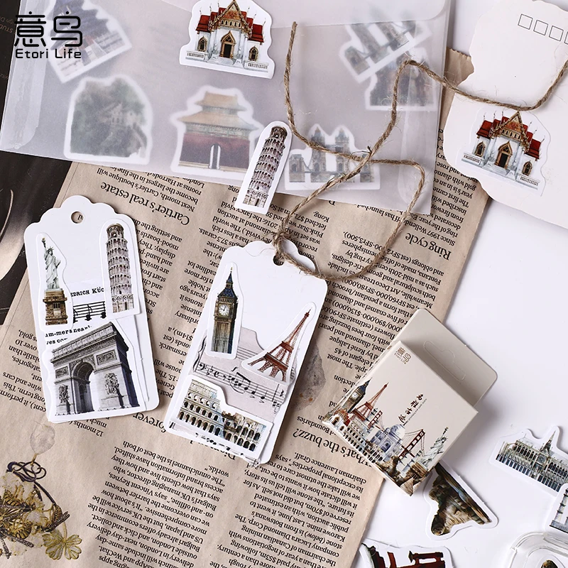 46pcs Places of Interest Boxed Stickers Stickers Stickers Handbook Album Items Decorative Sealing Stickers