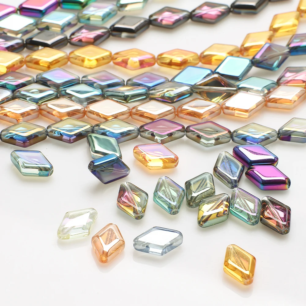 20Pcs 11x15mm Austria Crystal Glass Beads Rhombus-shaped Glossy For DIY Making Earing Necklace Jewelry Accessories