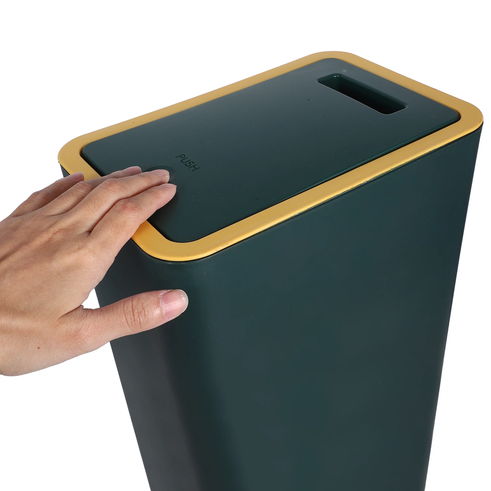 

Plastic Trash Can 15L Press Waste Basket Home Office Kitchen Bathroom Bedroom Easy Clean Compact Size Garbage