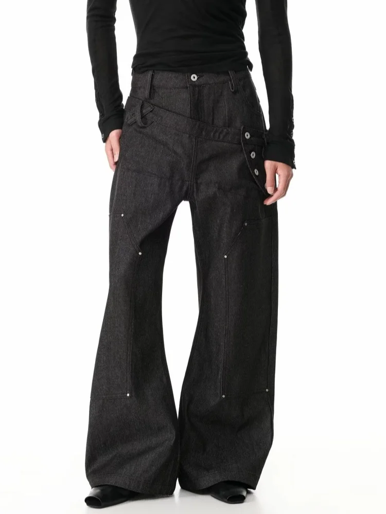 2026 Cyber Y2K Streetwear Irregular Patchwork Baggy Jeans Pants For Men Clothing Wide Leg Loose Fit Long Trousers Moda Hombre