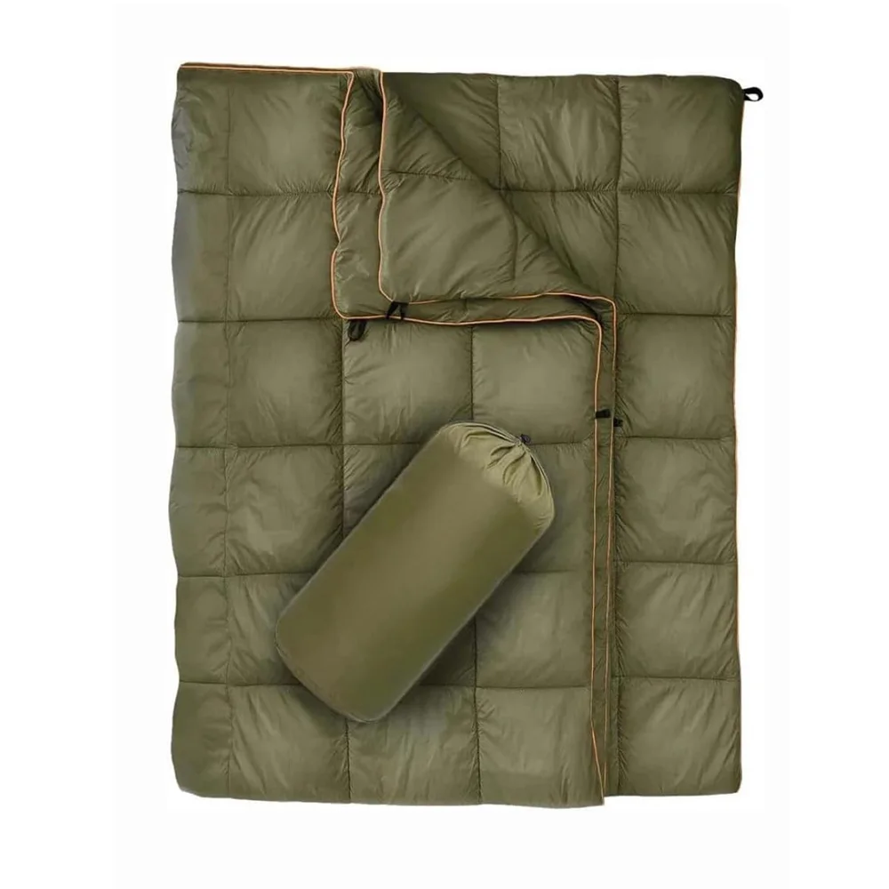 Portable down quilt, multi-functional wrap-around shawl, compact and foldable outdoor blanket suitable for camping