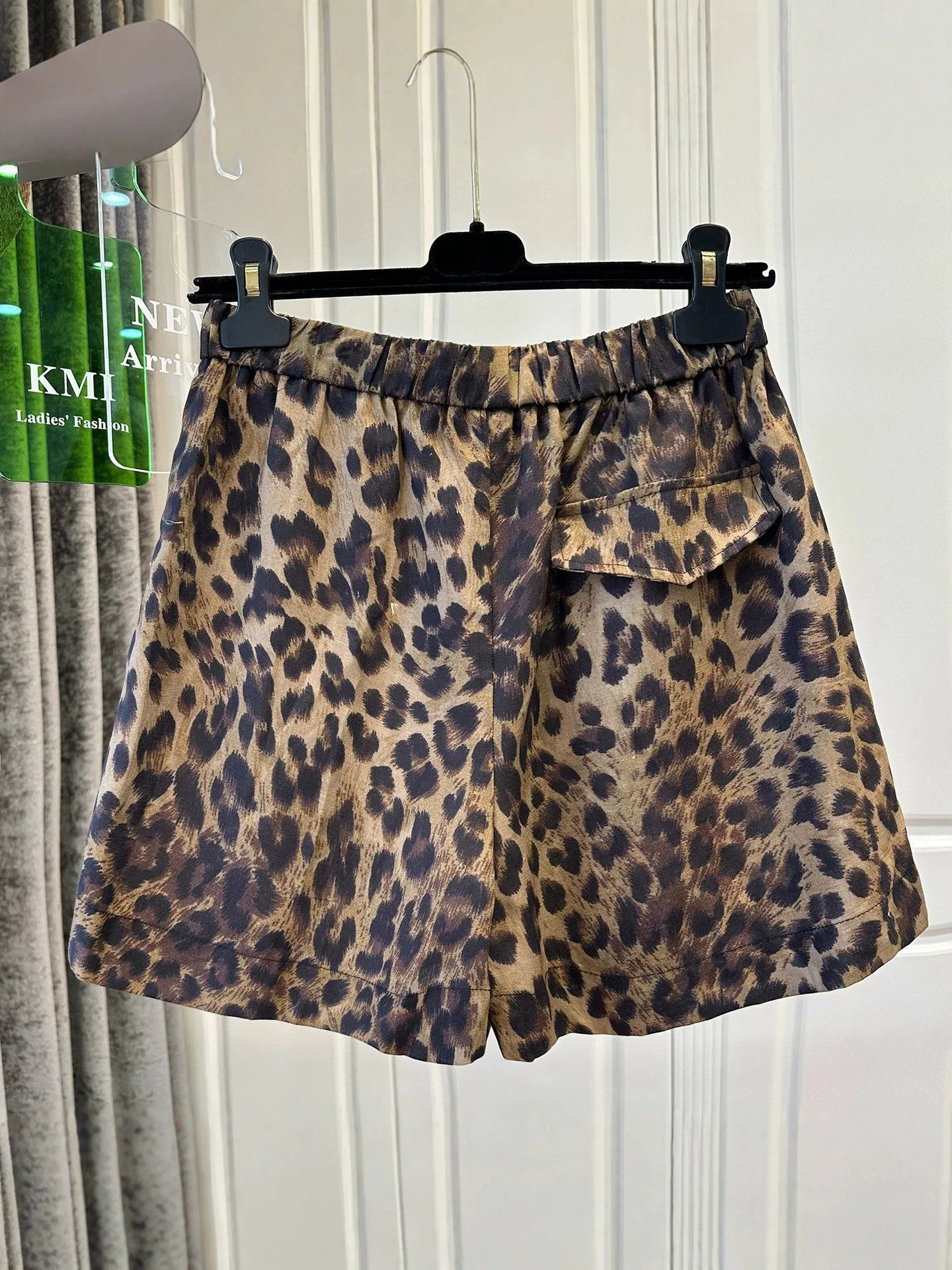 Summer Casual Leopard Print Shorts American Fashion Retro Street Style Drawstring Single Breasted Design Women's Loose Shorts