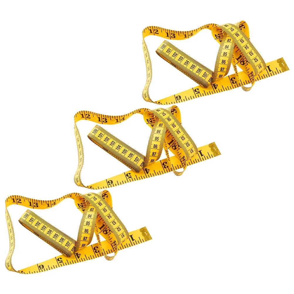 

3pcs Soft Tape Measure Flexible Portable Dual-Sides Body Measurement For Seamstress Craftsmen Quilters Car Wrapping Handy Yellow